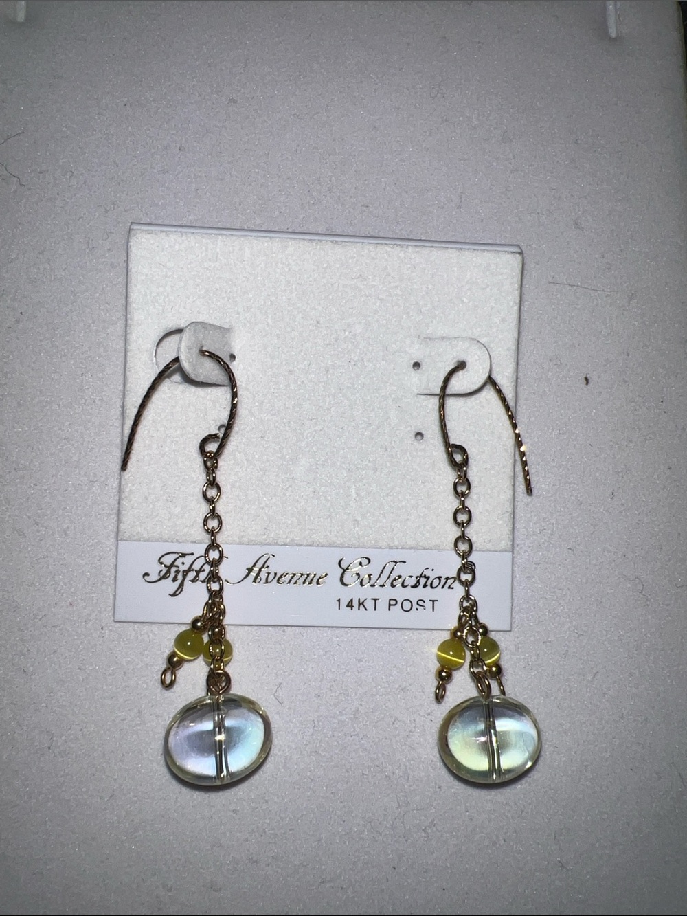 Fifth Avenue Collection Gold Drop Earrings with Yellow Accents